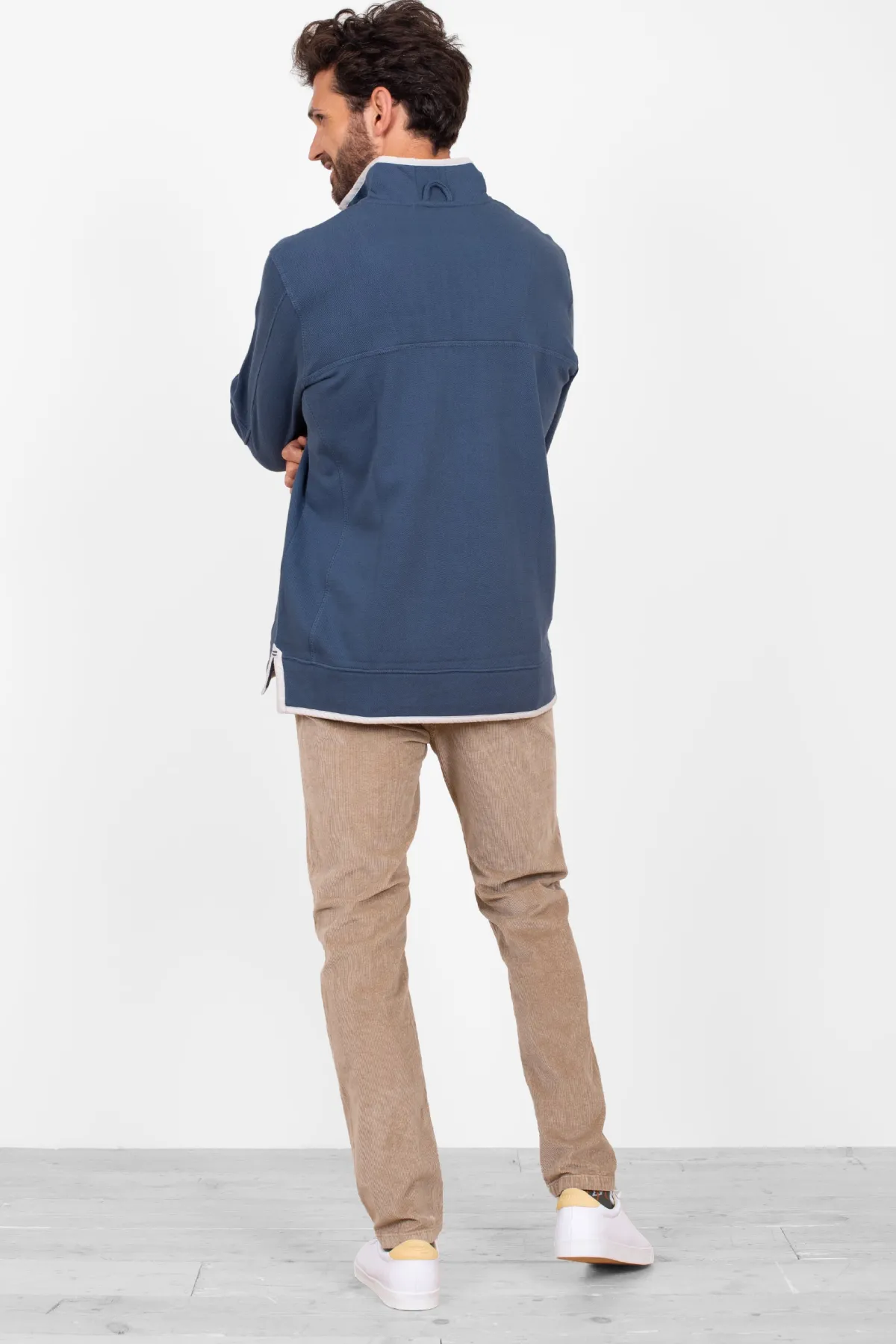 Brakeburn 1/4 Zip Pique Sweat Blue Discount