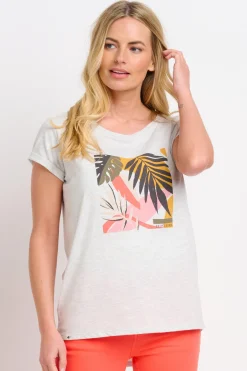 Brakeburn Abstract Palms Tee Khaki Hot