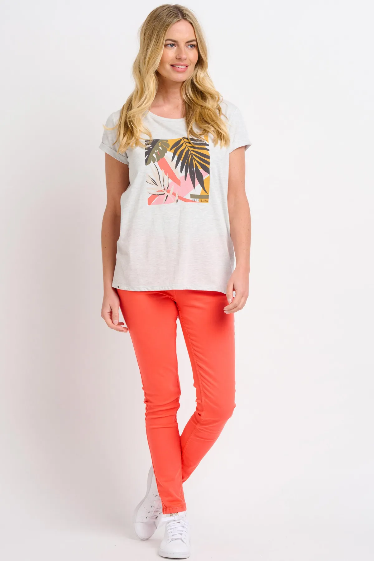 Brakeburn Abstract Palms Tee Khaki Hot