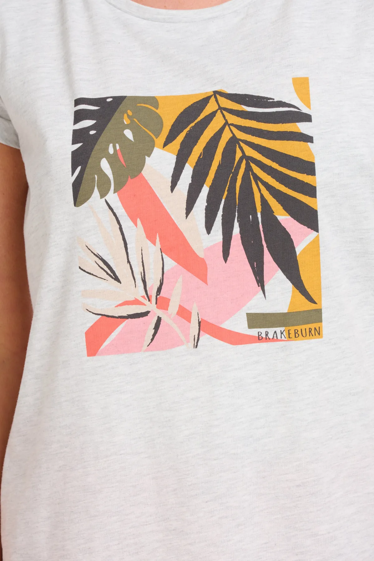 Brakeburn Abstract Palms Tee Khaki Hot