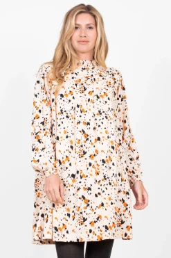 Brakeburn Abstract Pleat Dress Cream Fashion
