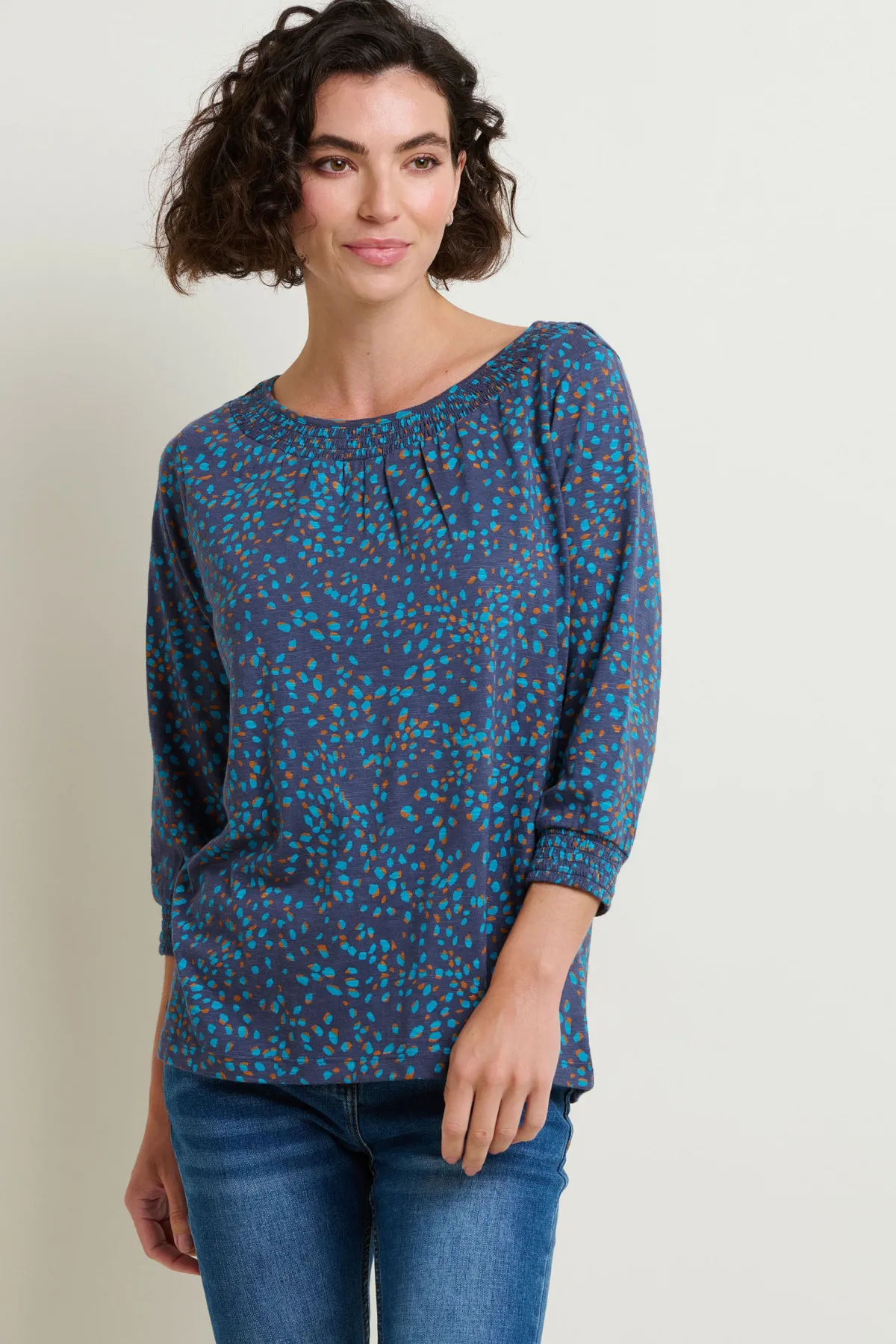 Brakeburn Abstract Spot 3 Quarter Tee Blue Hot