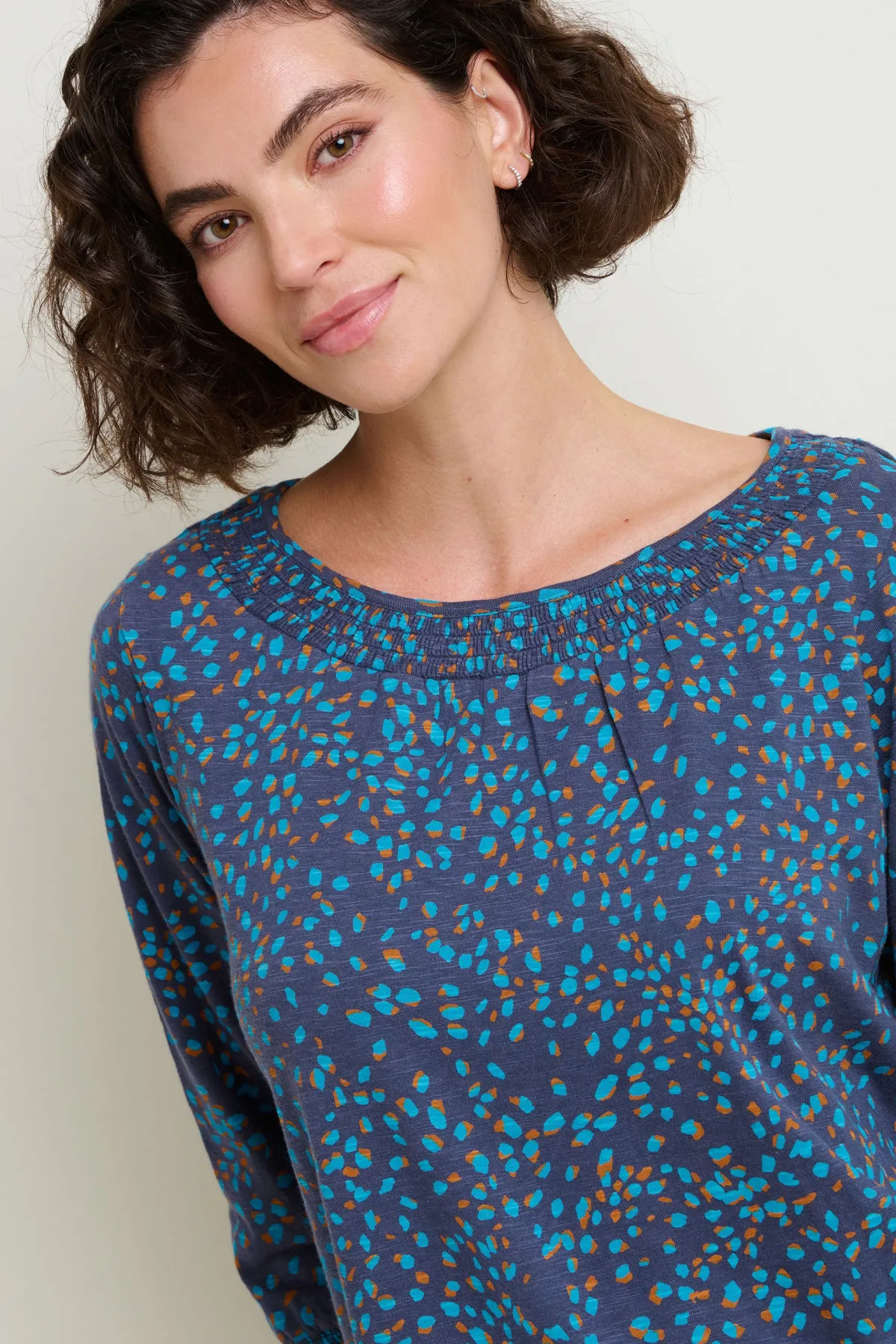 Brakeburn Abstract Spot 3 Quarter Tee Blue Hot