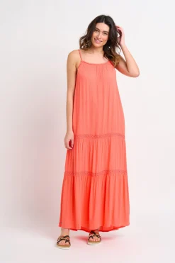 Brakeburn Amara Maxi Dress Coral Fashion