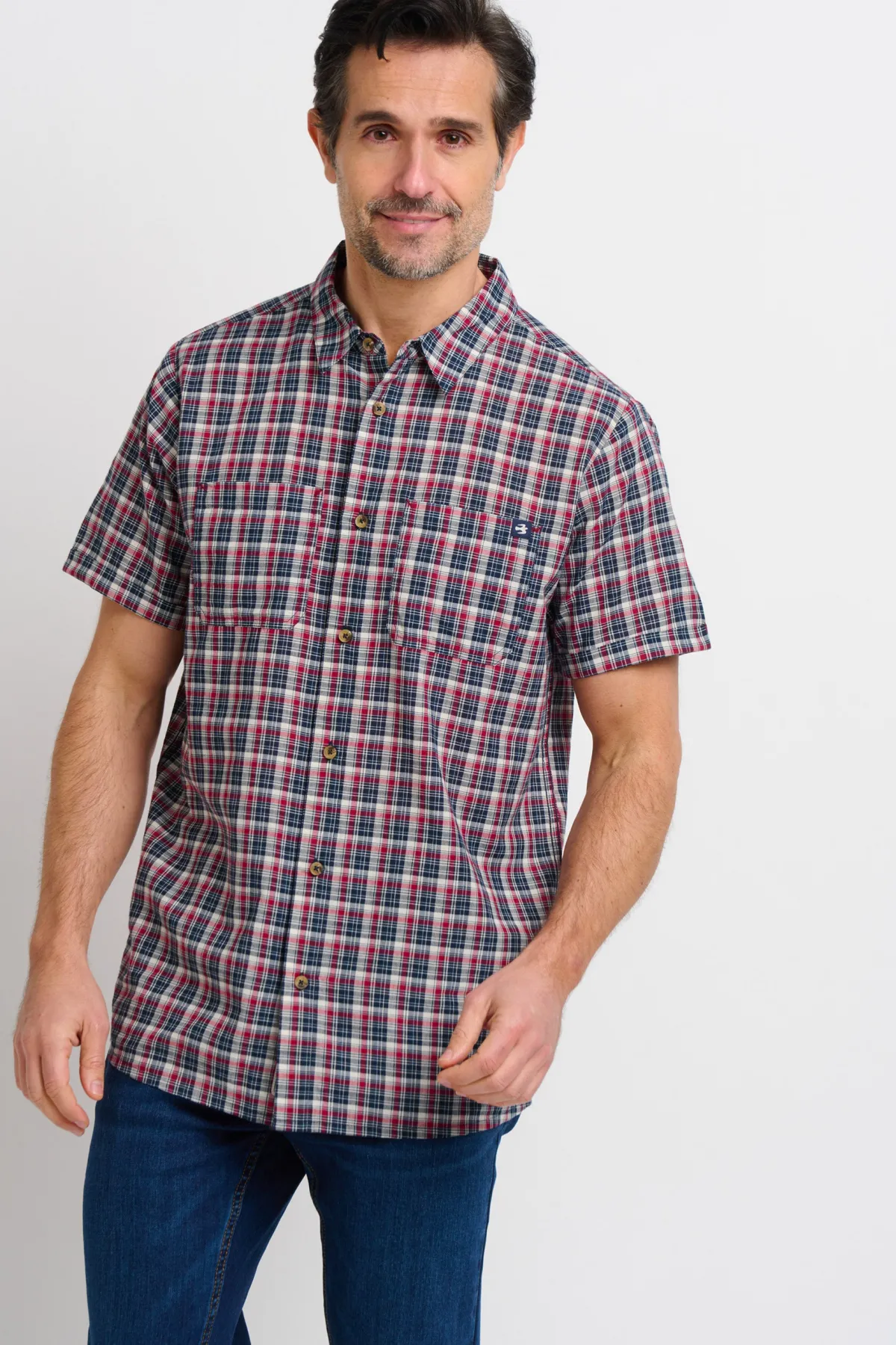 Brakeburn And Red Checked Shirt Navy New