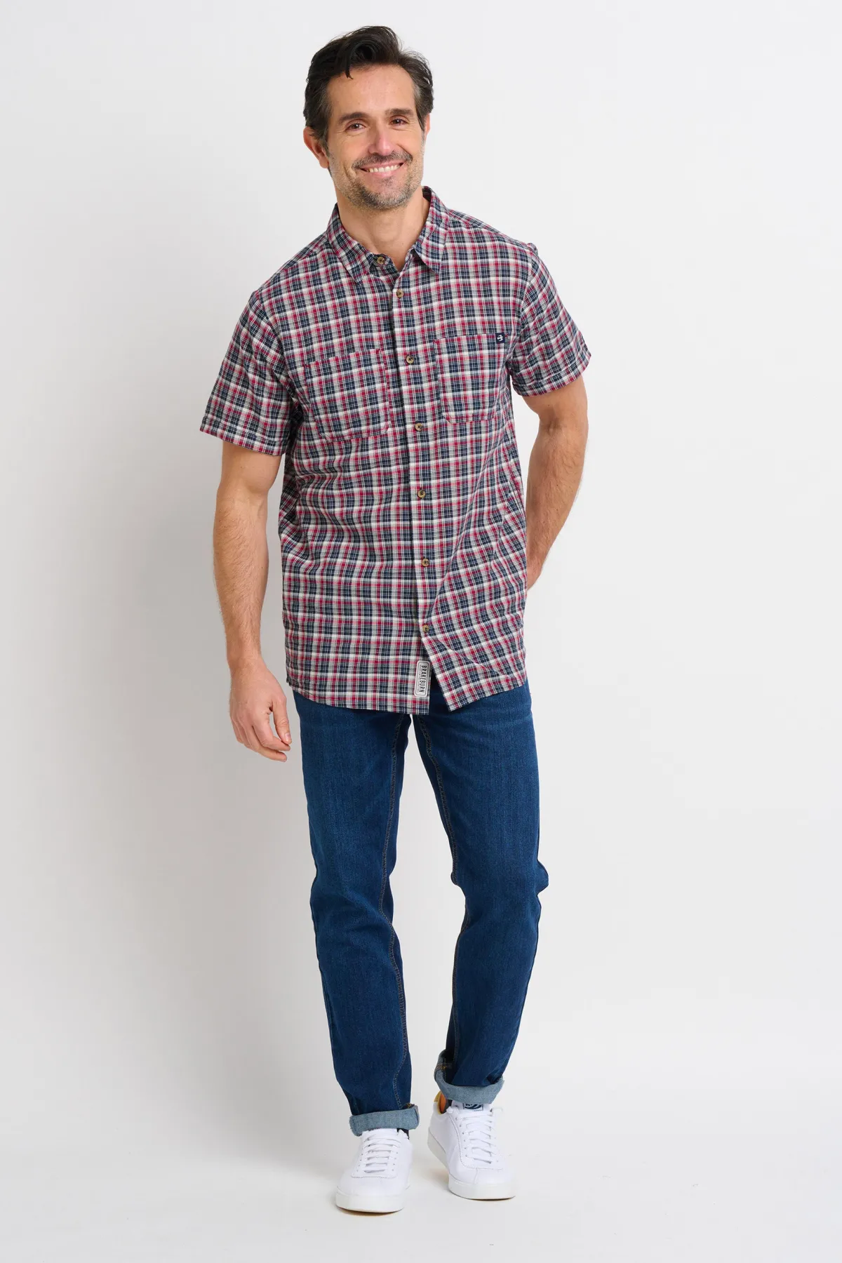 Brakeburn And Red Checked Shirt Navy New