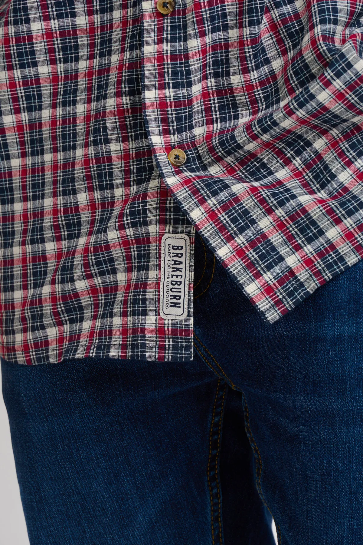 Brakeburn And Red Checked Shirt Navy New