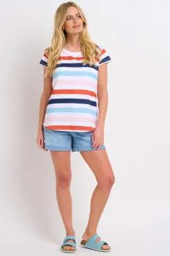 Brakeburn Anna Stripe Tee Blue Clearance