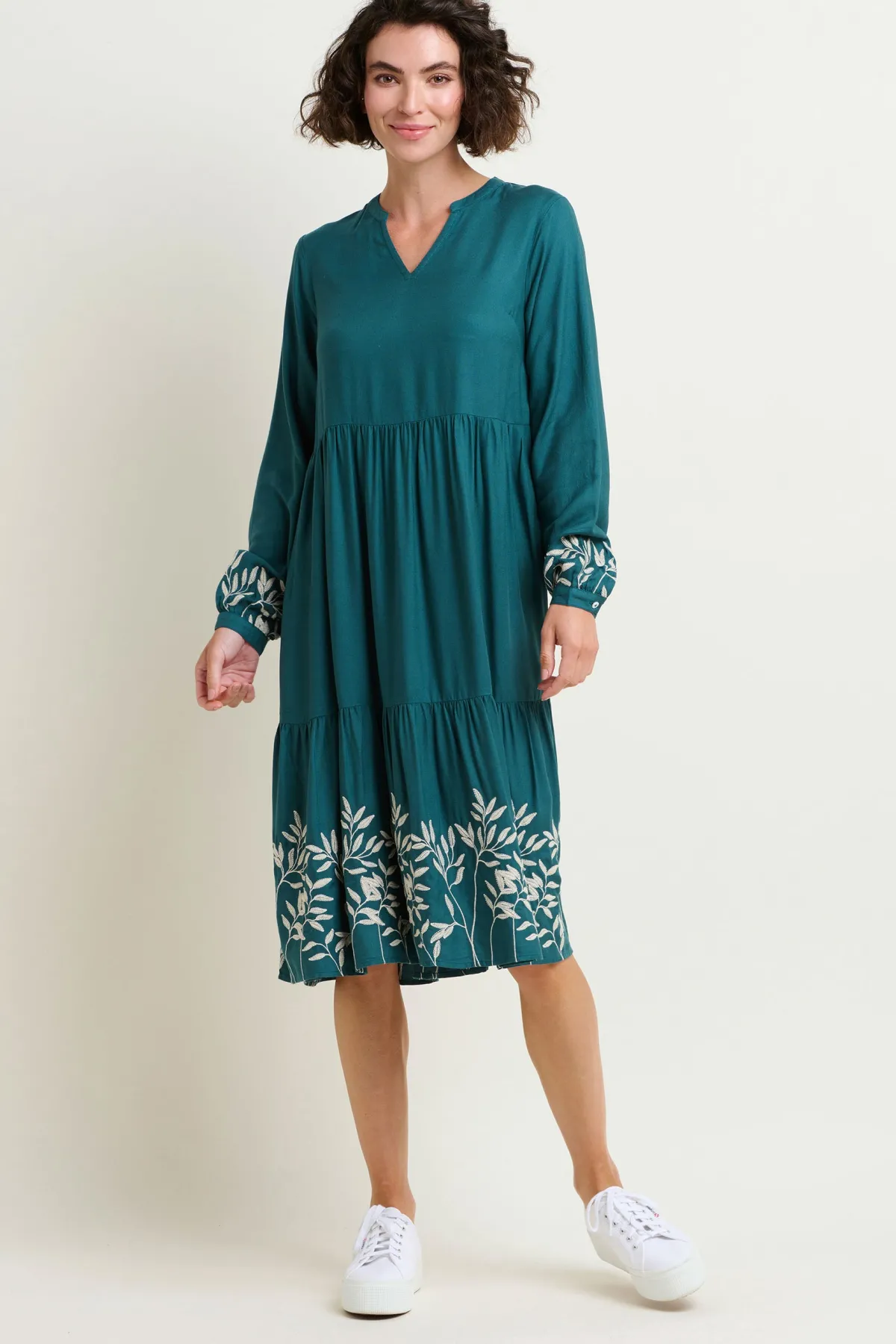 Brakeburn Anwen Embroidered Maxi Dress Blue Shop