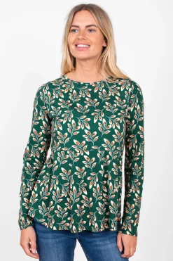 Brakeburn Autumn Breeze Peplum Long Sleeve T-Shirt Green Best Sale