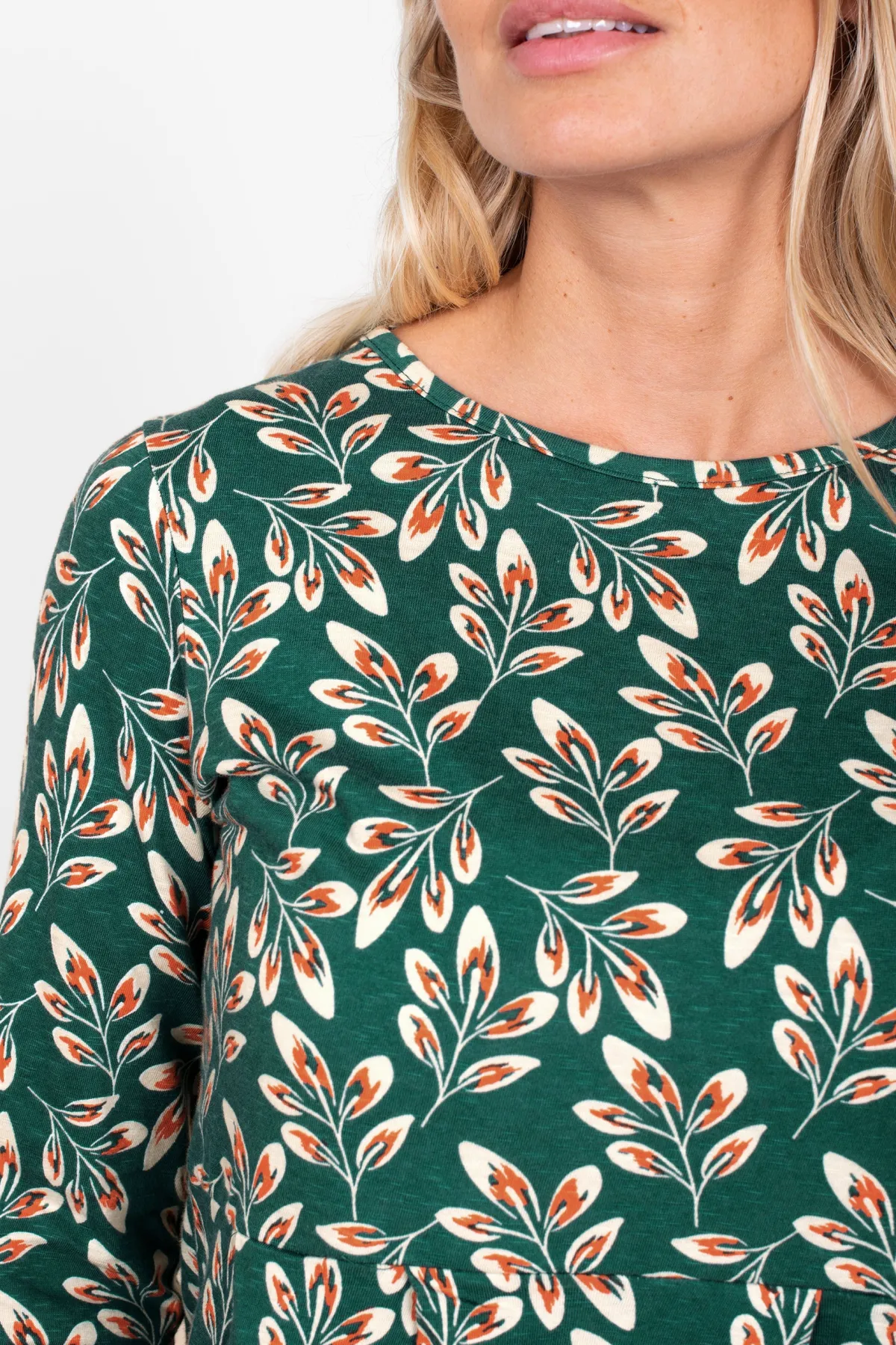 Brakeburn Autumn Breeze Peplum Long Sleeve T-Shirt Green Best Sale
