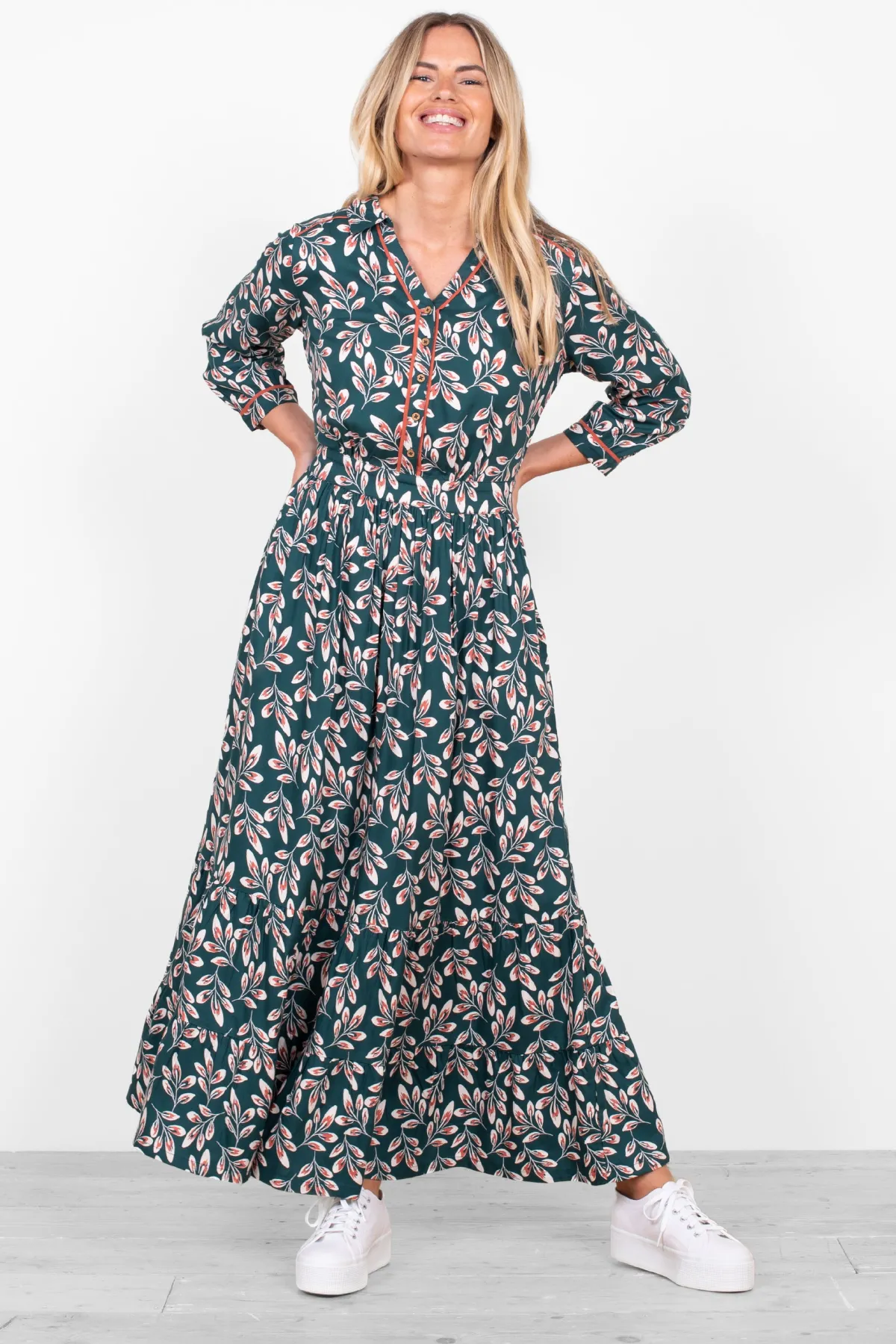 Brakeburn Autumn Breeze Shirt Dress Green Flash Sale