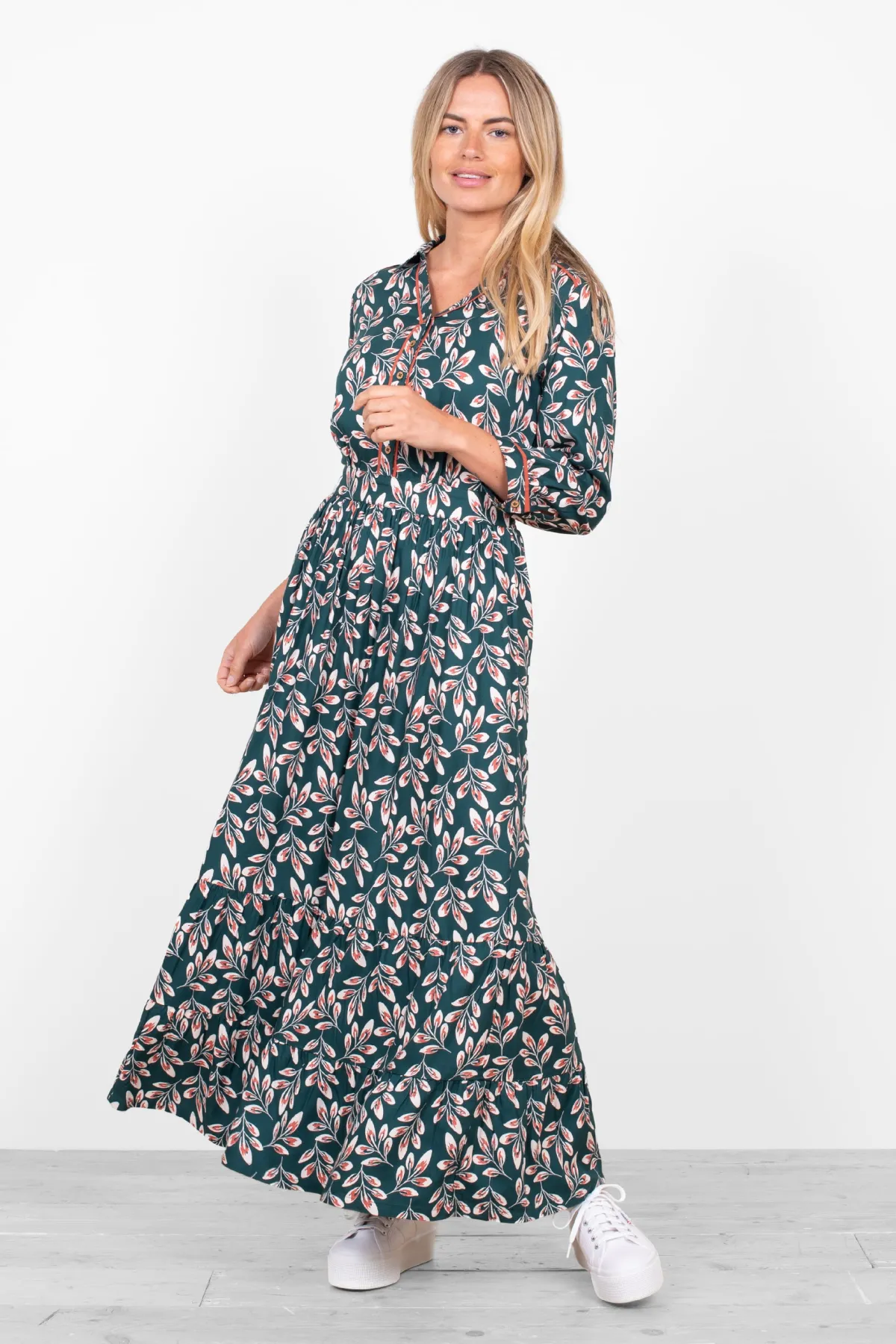 Brakeburn Autumn Breeze Shirt Dress Green Flash Sale