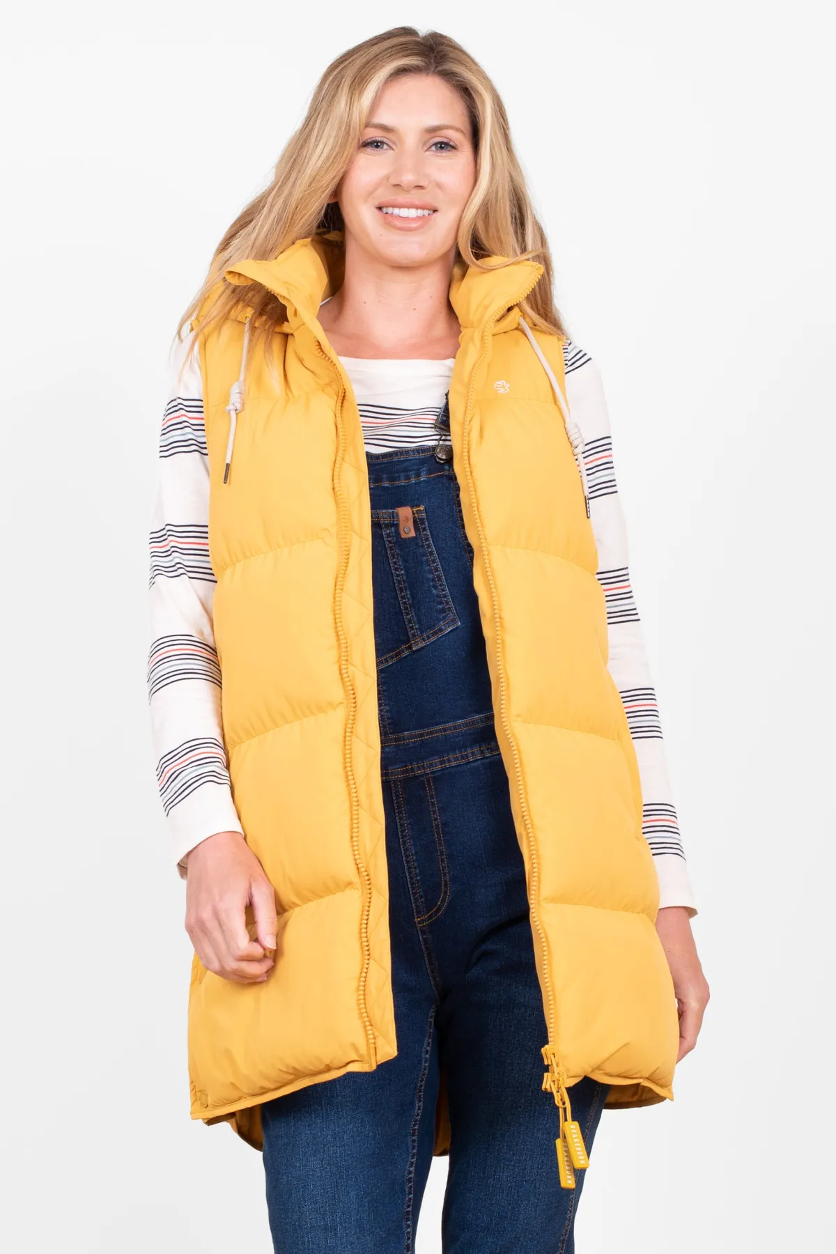 Brakeburn Bay Long Line Gilet Yellow Cheap