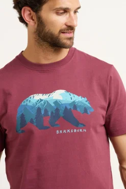 Brakeburn Bear Tee Burgundy New