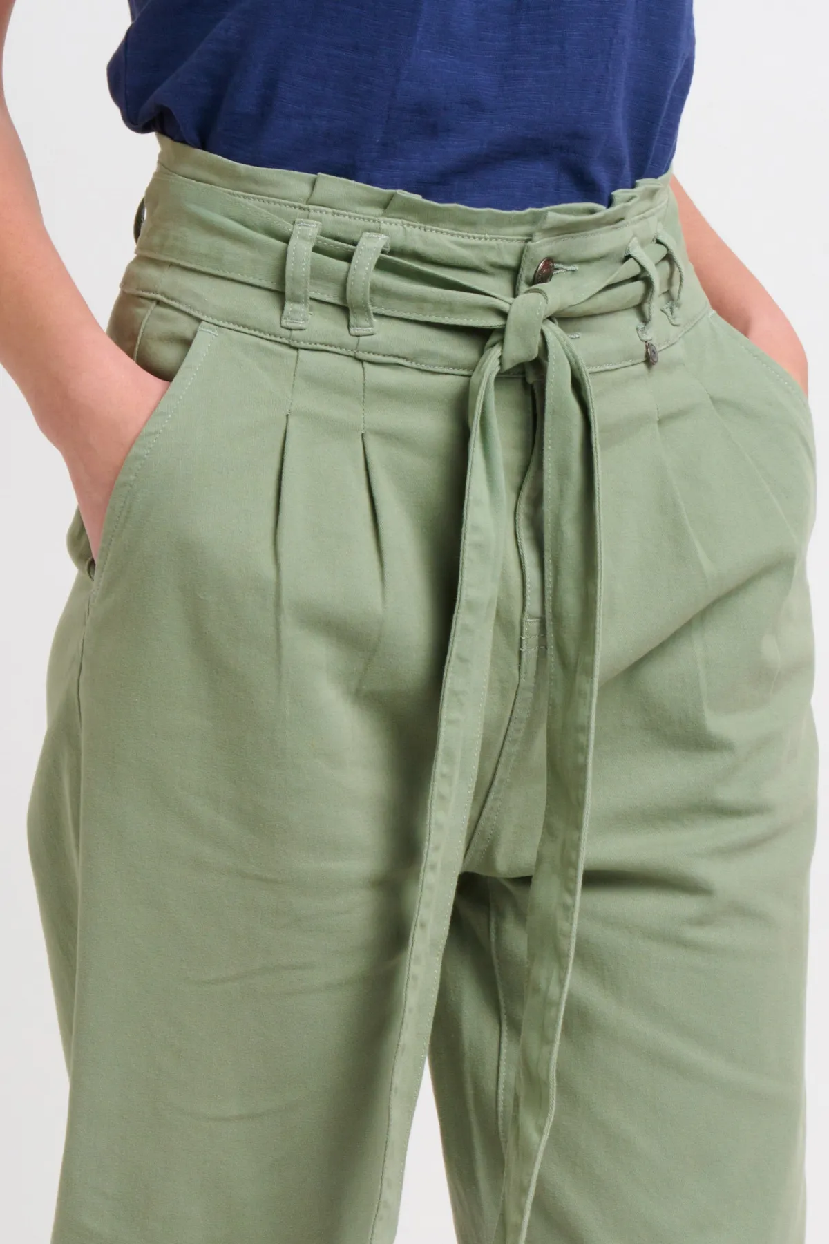 Brakeburn Belted Pleat Front Trousers Khaki Clearance
