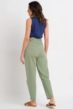 Brakeburn Belted Pleat Front Trousers Khaki Clearance
