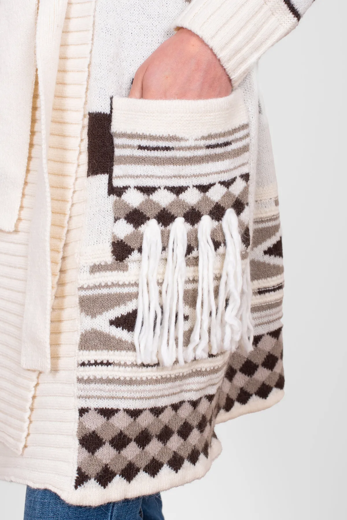 Brakeburn Blanket Belted Knitted Cardigan Cream Flash Sale