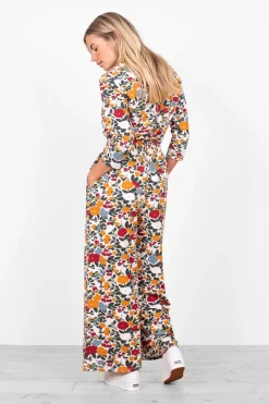 Brakeburn Bloom Floral Jumpsuit Cream Clearance