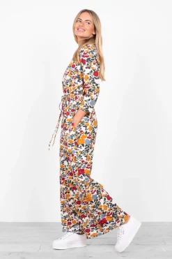 Brakeburn Bloom Floral Jumpsuit Cream Clearance