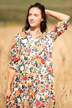 Brakeburn Bloom Floral Maxi Dress Cream Hot