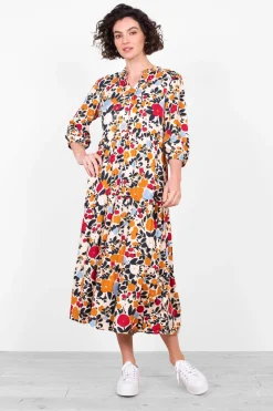 Brakeburn Bloom Floral Maxi Dress Cream Hot