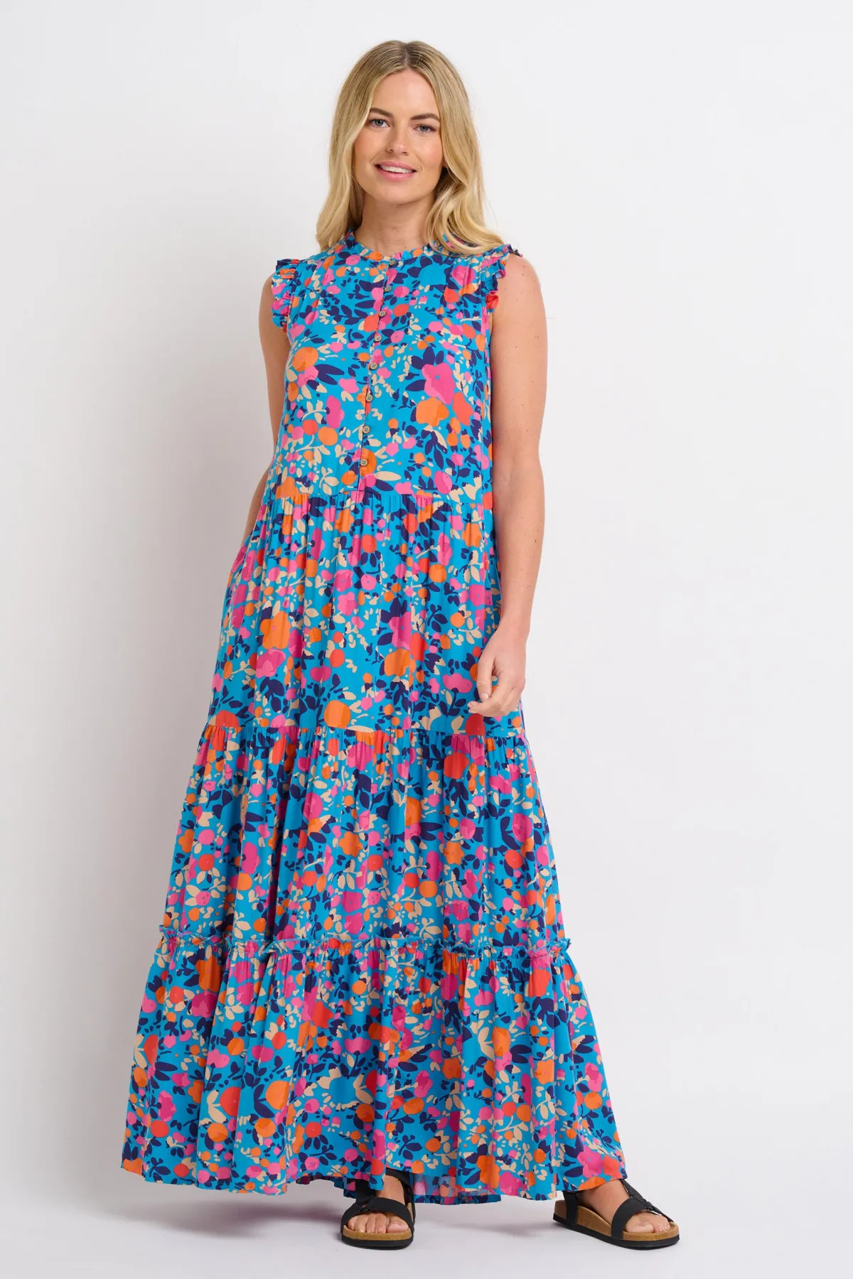Brakeburn Bloom Floral Maxi Dress Blue Discount