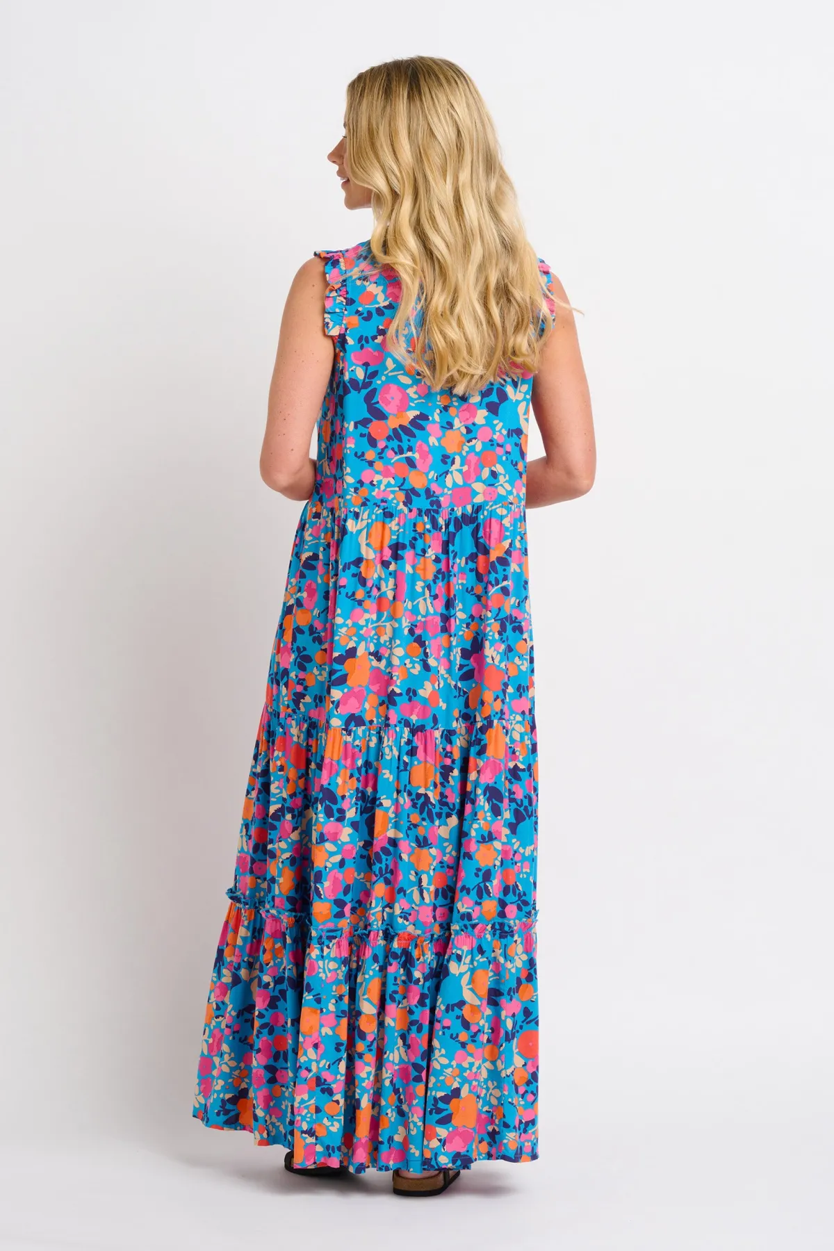 Brakeburn Bloom Floral Maxi Dress Blue Discount