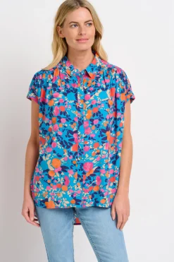 Brakeburn Bloom Floral Shirt Blue Flash Sale