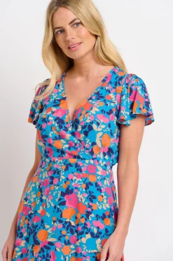 Brakeburn Bloom Floral Wrap Dress Blue Sale