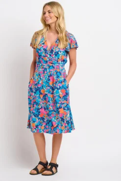 Brakeburn Bloom Floral Wrap Dress Blue Sale