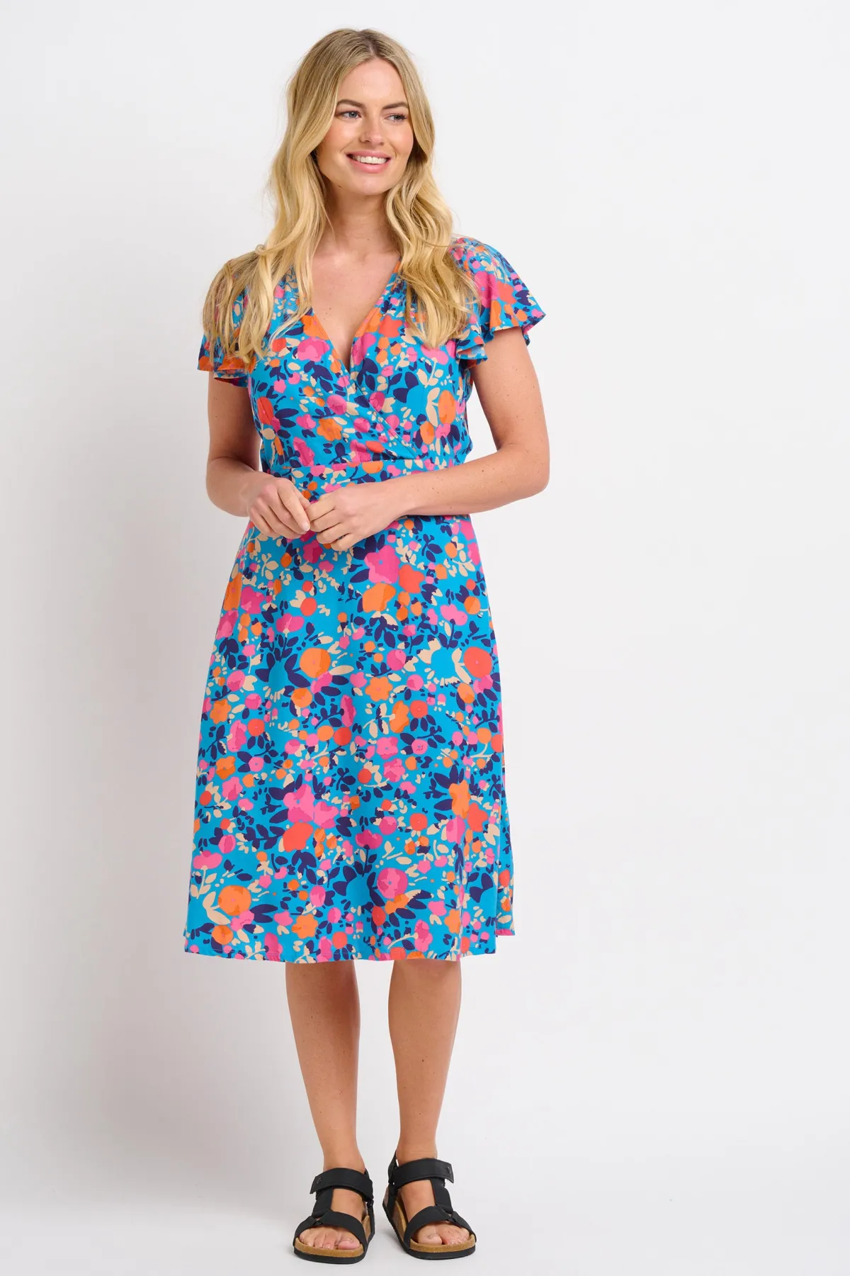 Brakeburn Bloom Floral Wrap Dress Blue Sale
