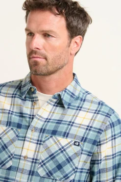 Brakeburn Blue Check Shirt Cream Online