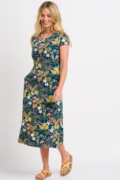 Brakeburn Botanical Jungle Midi Dress Green Clearance