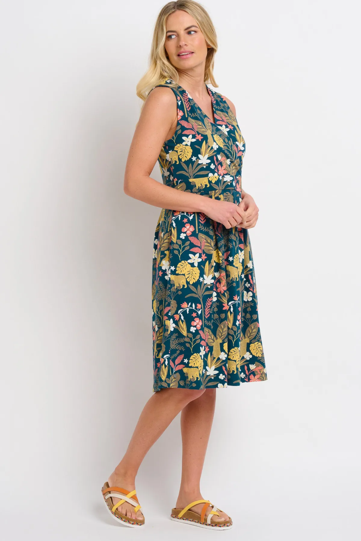 Brakeburn Botanical Jungle Wrap Dress Green Cheap