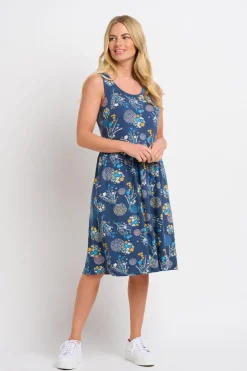 Brakeburn Bursting Blooms Sleeveless Dress Blue Shop