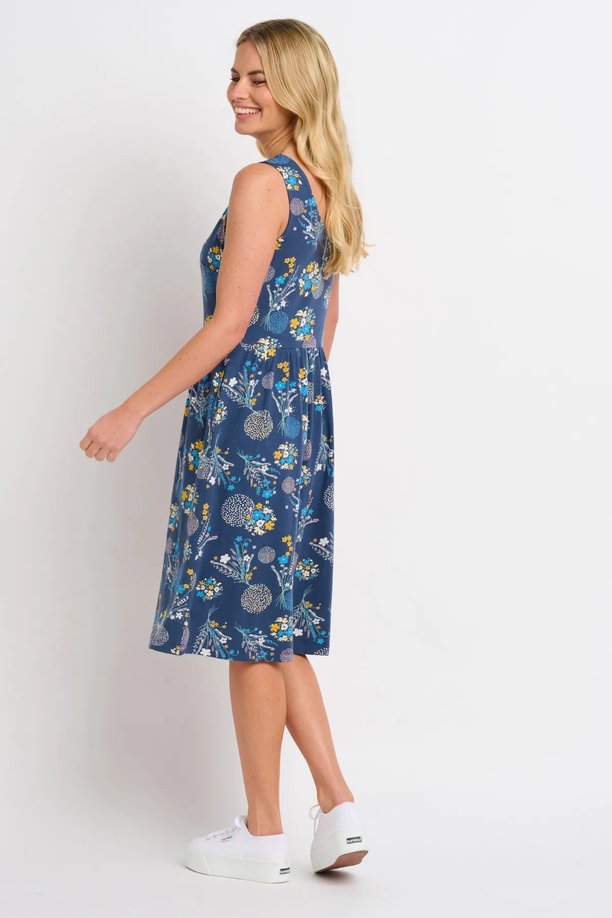 Brakeburn Bursting Blooms Sleeveless Dress Blue Shop