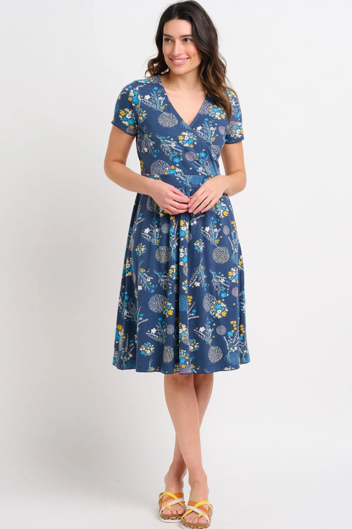 Brakeburn Bursting Blooms Wrap Dress Blue Best