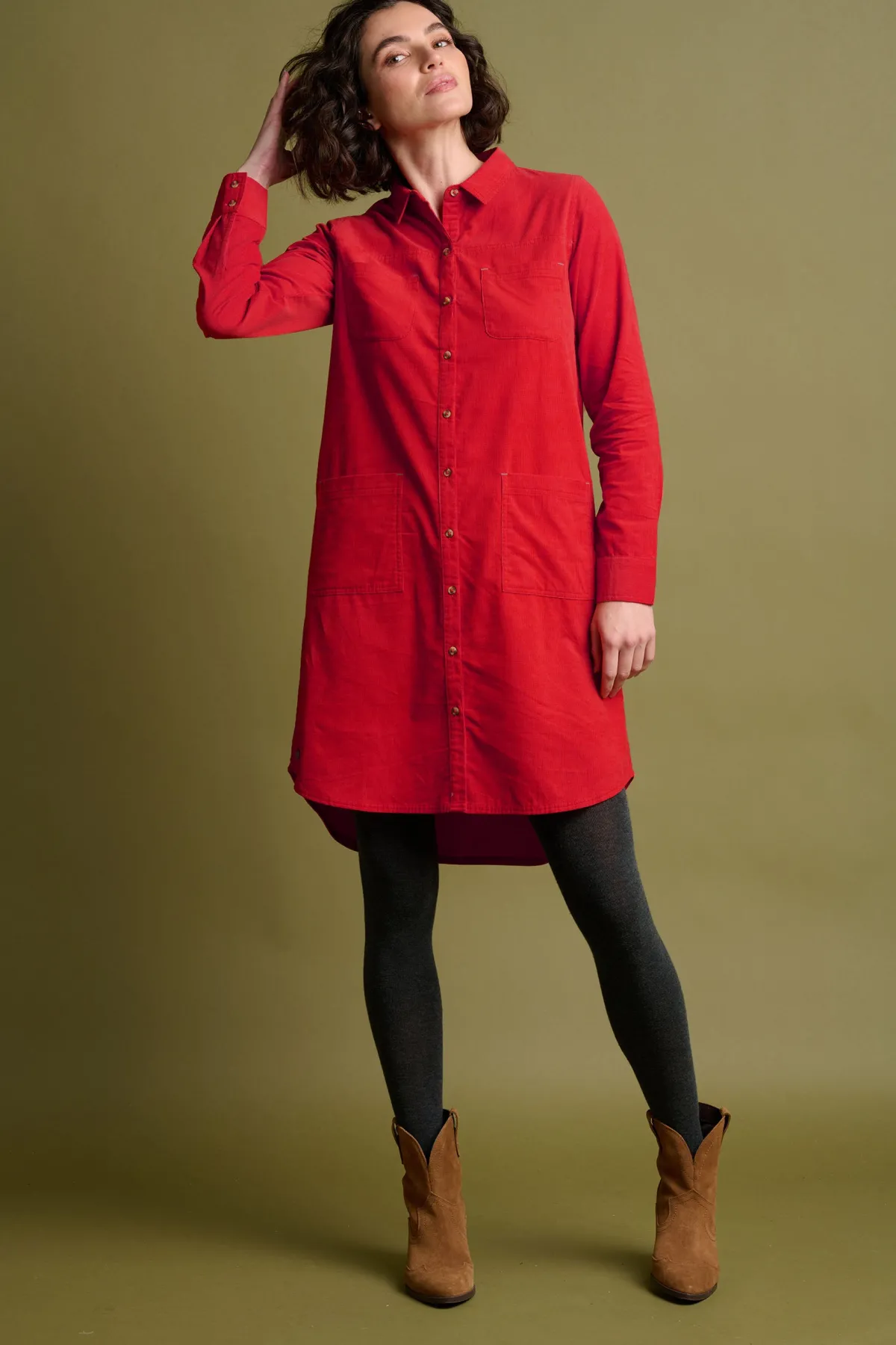 Brakeburn Cameron Cord Dress Orange Discount