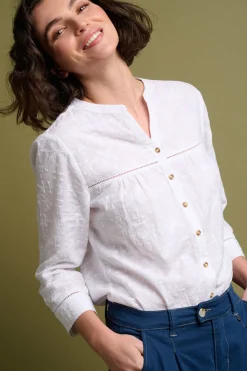 Brakeburn Cassia Embroidered Blouse White Flash Sale