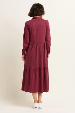 Brakeburn Charlotte Midaxi Shirt Dress Burgundy Sale