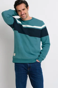 Brakeburn Chest Stripe Crew Neck Sweat Blue Cheap