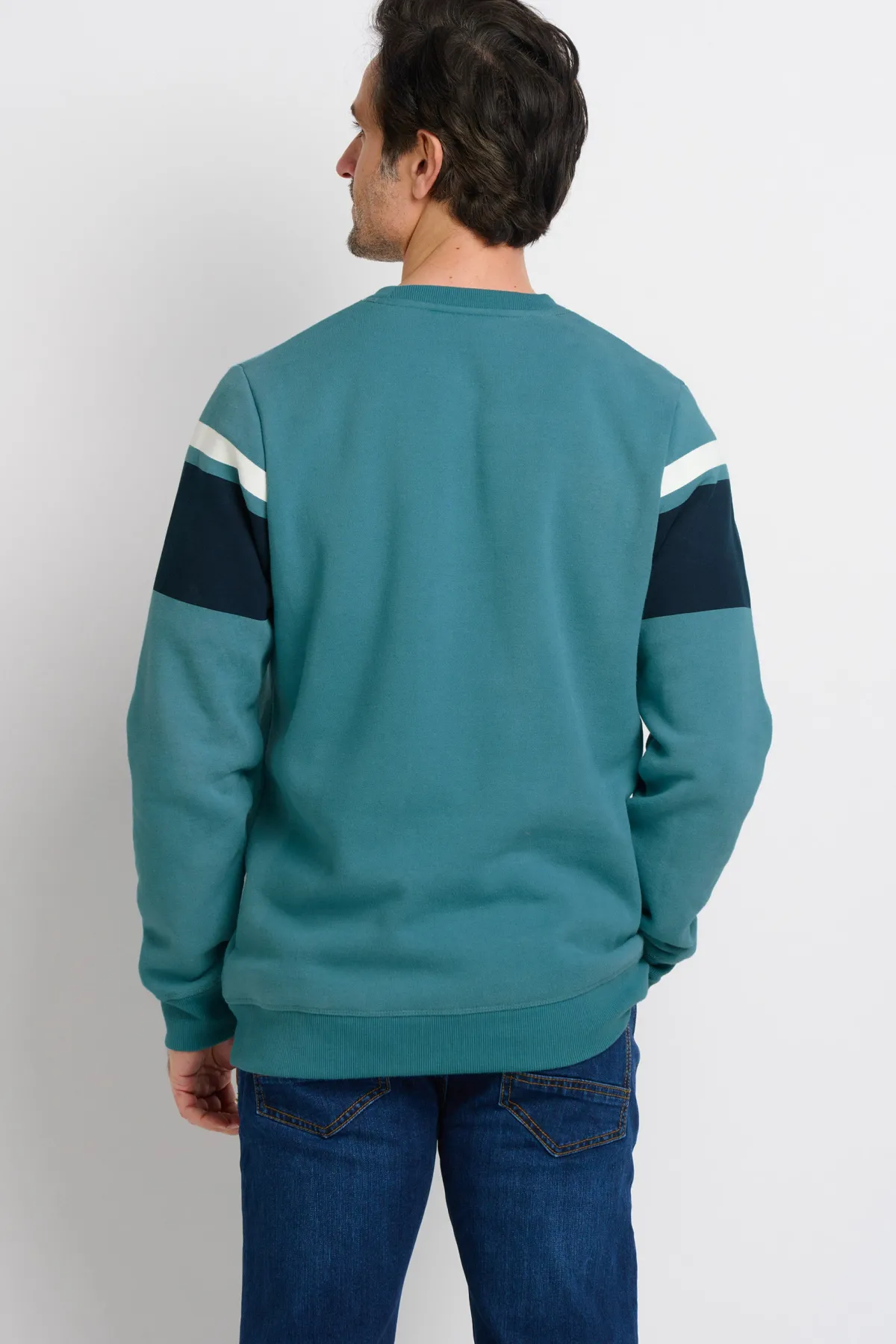 Brakeburn Chest Stripe Crew Neck Sweat Blue Cheap