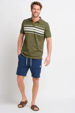 Brakeburn Chest Stripe Polo Shirt Green Clearance