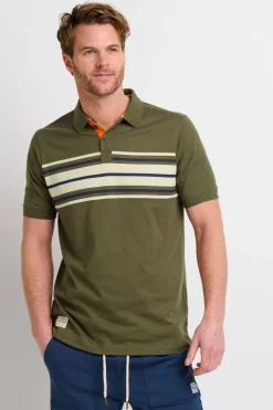Brakeburn Chest Stripe Polo Shirt Green Clearance