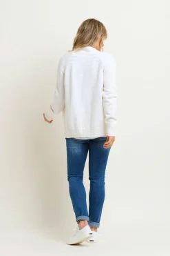 Brakeburn Chunky White Cardigan Cream Best Sale