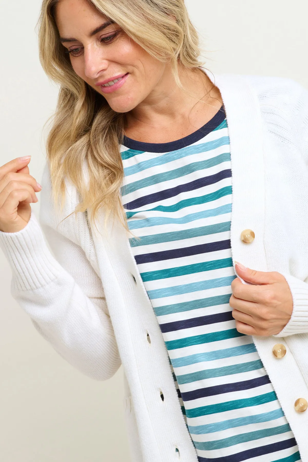 Brakeburn Chunky White Cardigan Cream Best Sale