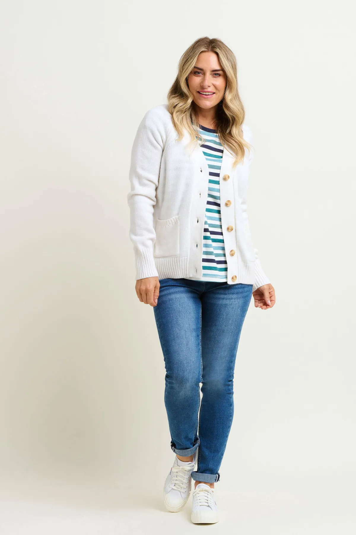 Brakeburn Chunky White Cardigan Cream Best Sale