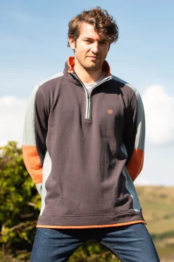 Brakeburn Colour Block 1/4 Zip Blue Best Sale