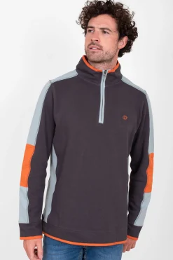 Brakeburn Colour Block 1/4 Zip Blue Best Sale